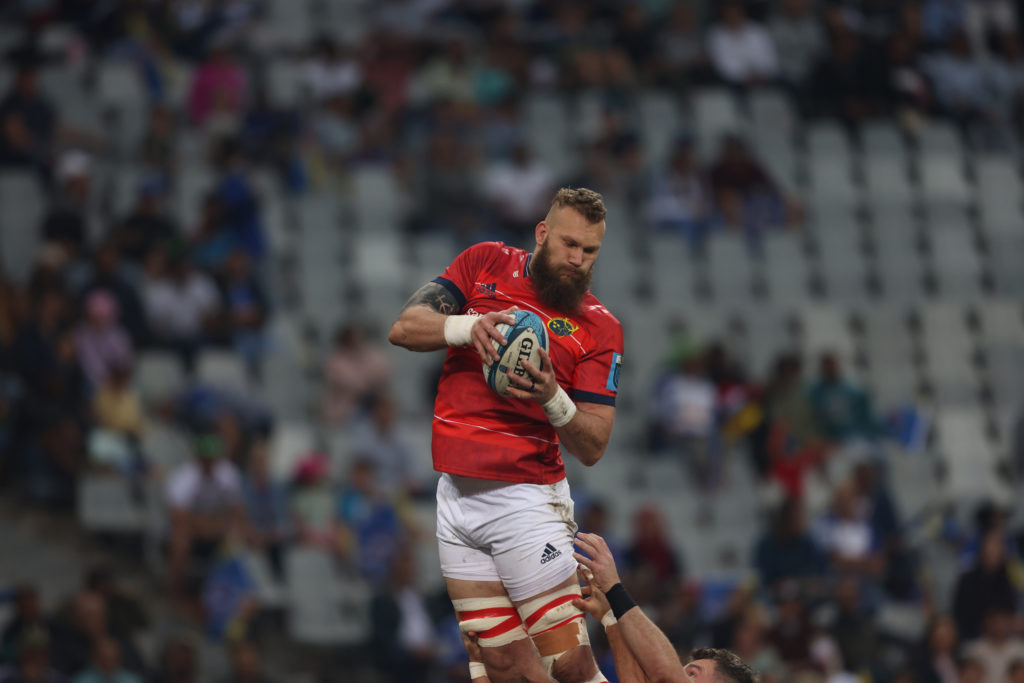 CAPE TOWN, SOUTH AFRICA - APRIL 15: RG Snyman of Munster during the United Rugby Championship match between DHL Stormers and Munster at DHL Stadium on April 15, 2023 in Cape Town, South Africa.