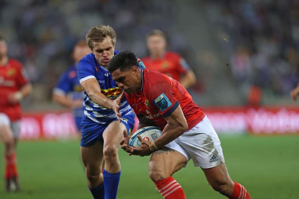 CAPE TOWN, SOUTH AFRICA - APRIL 15: Malakai Fekitoa of Munster during the United Rugby Championship match between DHL Stormers and Munster at DHL Stadium on April 15, 2023 in Cape Town, South Africa.