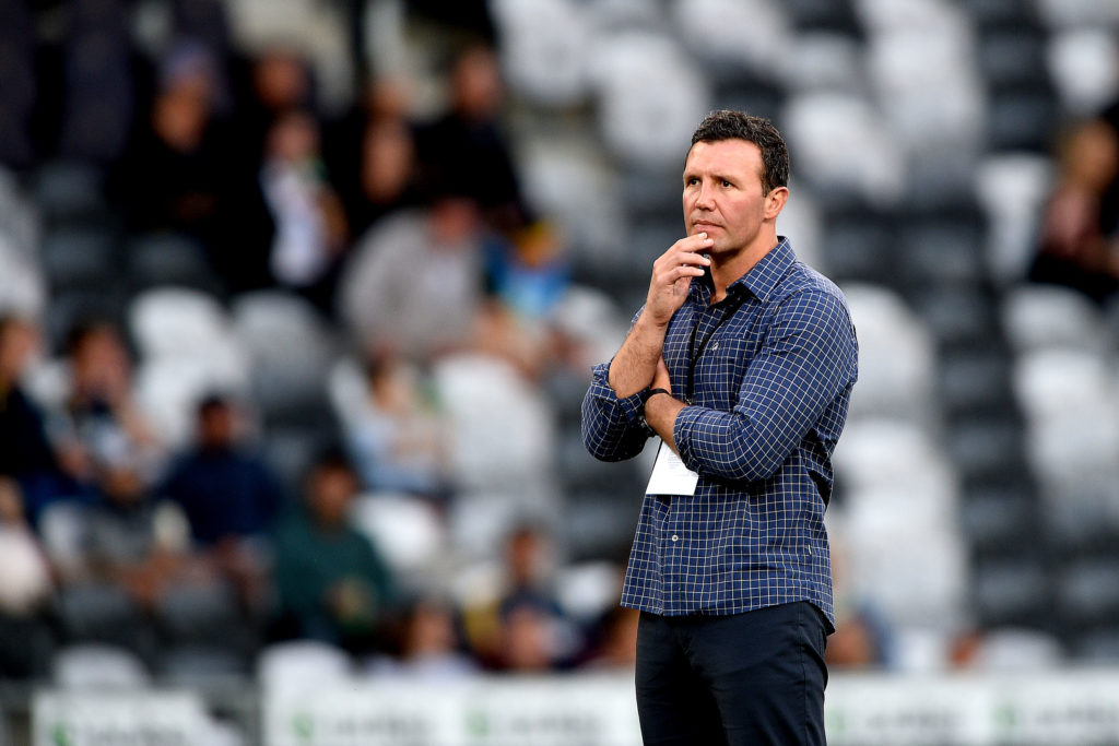 Aaron Mauger coach of the Highlanders prior to the Super Rugby match between the Highlanders and the Reds, played at Forsyth Barr Stadium, Dunedin, New Zealand, on February 22, 2019.