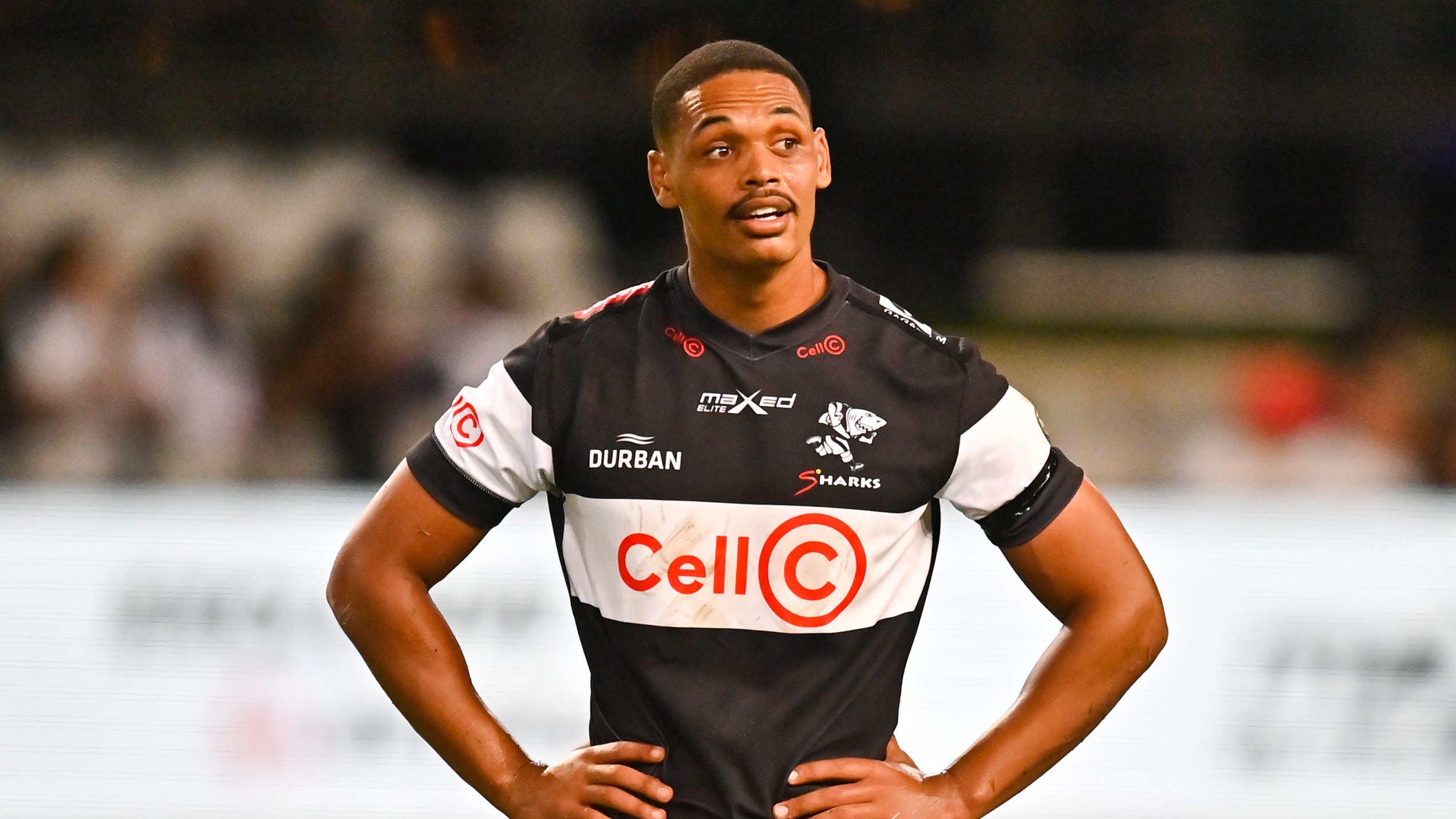 Nevaldo Fleurs of the Cell C Sharks during the 2023 Currie Cup match between the Sharks and Pumas held at Kings Park in Durban on 07 April 2023 ©Gerhard Duraan/BackpagePix