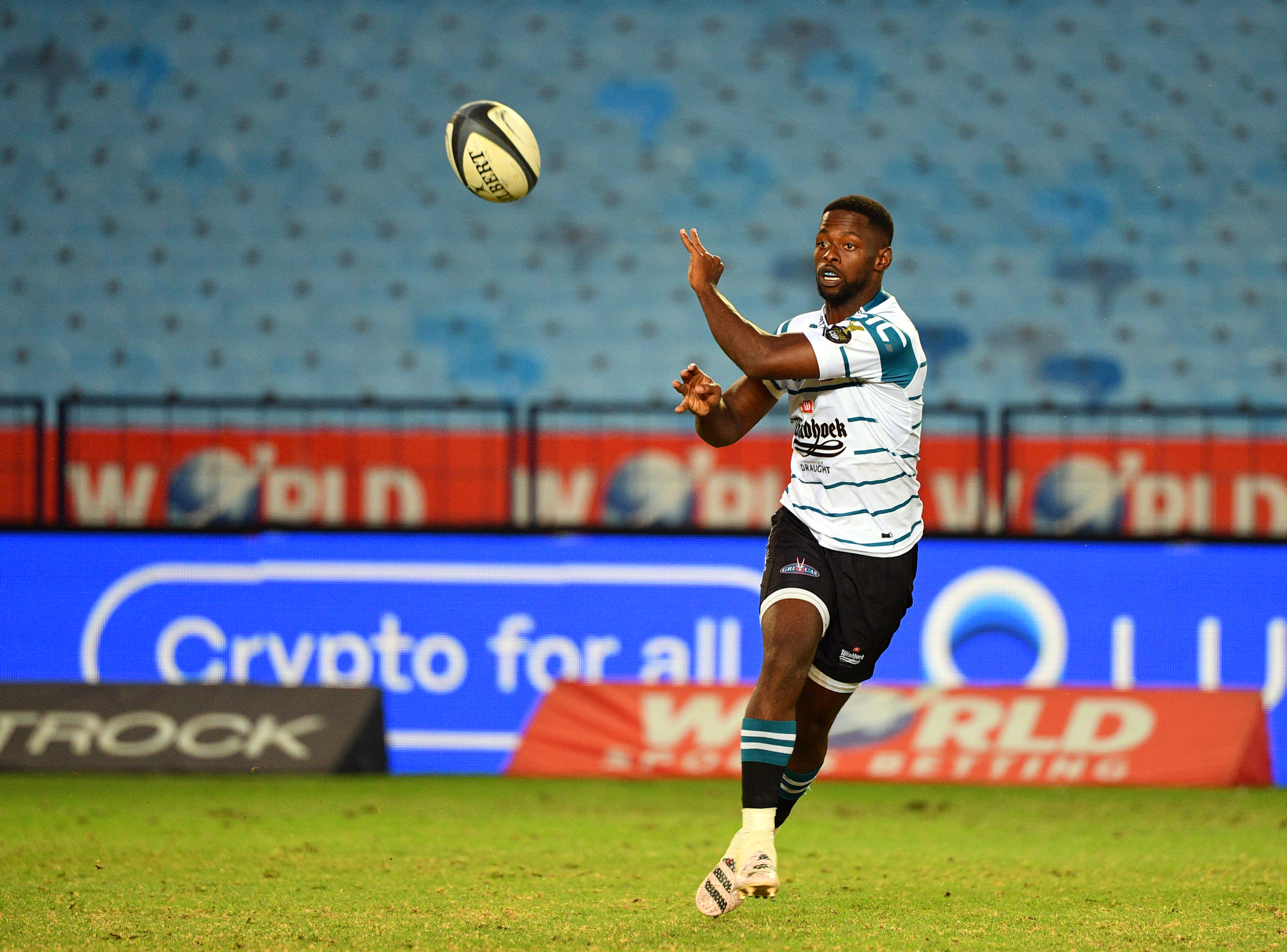 PRETORIA, SOUTH AFRICA - APRIL 07: Lubabalo Dobela of the Griquas during the Currie Cup, Premier Division match between Vodacom Bulls and Windhoek Draught Griquas at Loftus Versfeld on April 07, 2023 in Pretoria, South Africa.