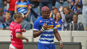 CAPE TOWN, SOUTH AFRICA - MAY 06: Hacjivah Dayimani of Stormers during the United Rugby Championship quarter final match between DHL Stormers and Vodacom Bulls at DHL Stadium on May 06, 2023 in Cape Town, South Africa.