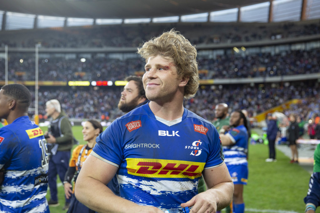 CAPE TOWN, SOUTH AFRICA - MAY 13: Evan Roos during the United Rugby Championship semi final match between DHL Stormers and Connacht at DHL Stadium on May 13, 2023 in Cape Town, South Africa. (