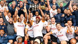BLOEMFONTEIN, SOUTH AFRICA - JUNE 24: Cheetahs celebrating during the Currie Cup, Premier Division final match between Toyota Cheetahs and Airlink Pumas at Toyota Stadium on June 24, 2023 in Bloemfontein, South Africa. (Photo by Johan Pretorius/Gallo Images)