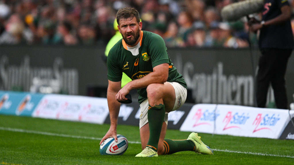 Frans Steyn of South Africa during the 2022 Castle Lager Rugby Championship match between South Africa and Argentina held at Kings Park in Durban on 24 September 2022