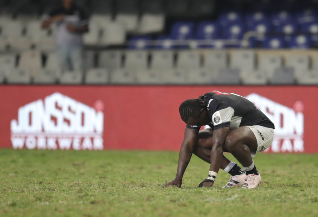 Yaw Penxe of Sharks dejected during the 2023 Currie Cup semifinal match between Sharks and Pumas at Kings Park in Durban on 17 June 2023
