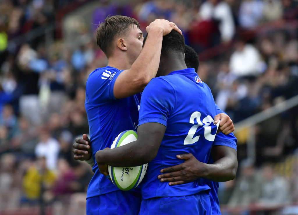 France celebrate a try at the U20 Championship