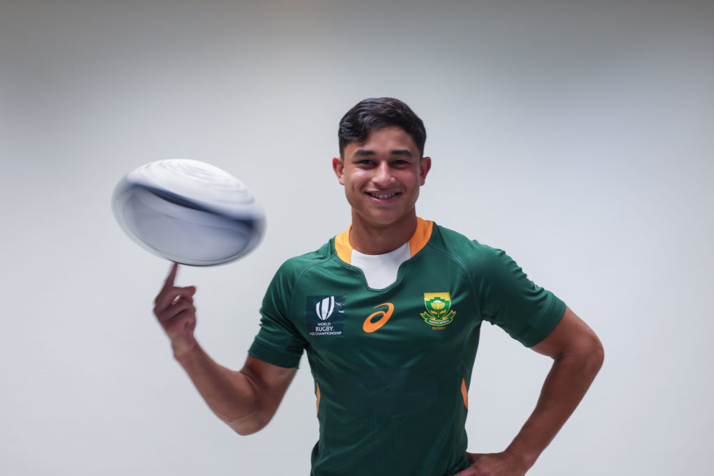 STELLENBOSCH, SOUTH AFRICA - MAY 04: Imad Khan during the Junior Springboks squad profile shoot at Stellenbosch Academy of Sport on May 04, 2023 in Stellenbosch, South Africa.