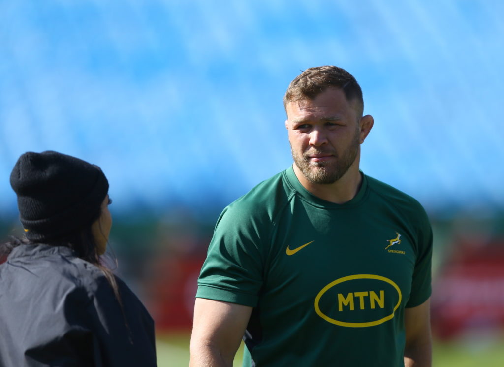 epa10731868 South Africa's Captain Duane Vermeulen during the South Africa's rugby team practice at the Loftus Stadium in Pretoria, South Africa, 07 July 2023.