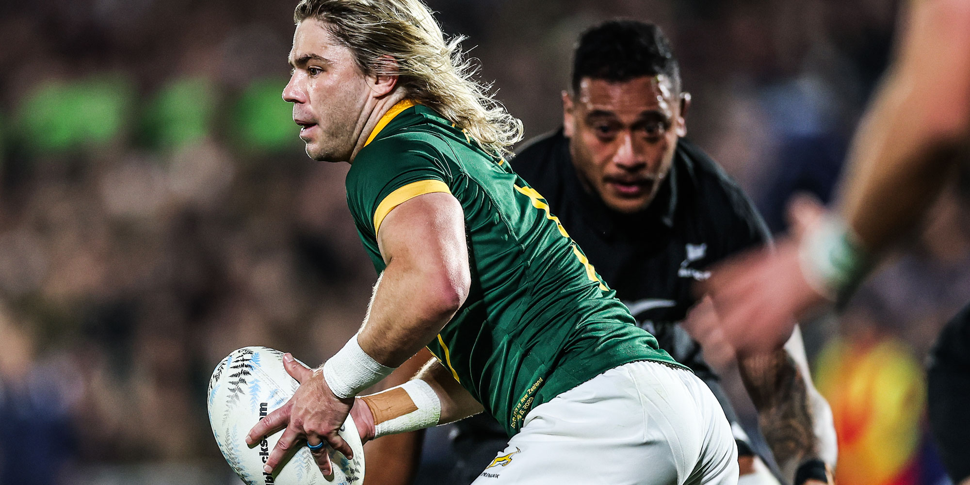 AUCKLAND, NEW ZEALAND - JULY 15: Faf de Klerk of South Africa during The Rugby Championship match between the New Zealand All Blacks and South Africa Springboks at Mt Smart Stadium on July 15, 2023 in Auckland, New Zealand. (Photo by Phil Walter/Getty Images)