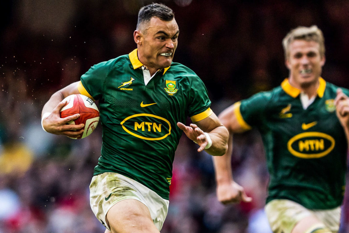CARDIFF, WALES - AUGUST 19: RG Jesse Kriel of South Africa runs with the ball during the Rugby World Cup 2023 warm up match between Wales and South Africa at Principality Stadium on August 19, 2023 in Cardiff, Wales. (Photo by Juan Jose Gasparini/Gallo Images)