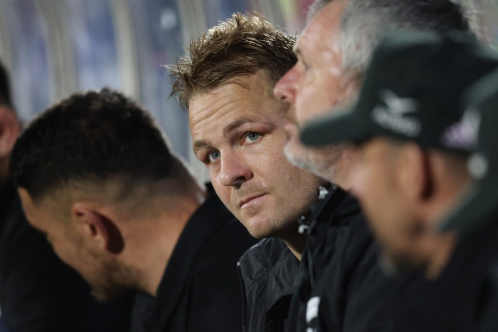 Sam Cane of New Zealand looks on from the bench during the Rugby Championship test match between New Zealand and South Africa played at Mt Smart Stadium in Auckland on July 15, 2023.