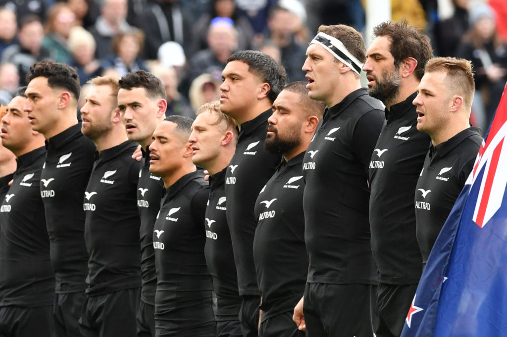 All Blacks sing their national anthem at Forsyth Barr Stadium