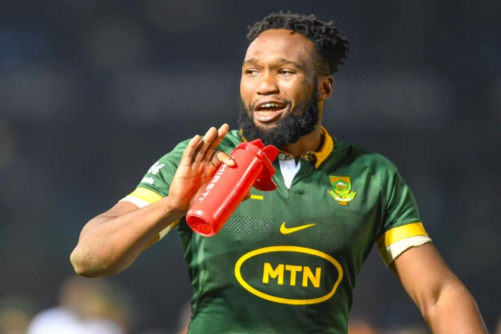 PRETORIA, SOUTH AFRICA - JULY 08: Lukhanyo Am of South Africa celebrates during the Rugby Championship match between South Africa and Australia at Loftus Versfeld Stadium on July 08, 2023 in Pretoria, South Africa. (Photo by Lefty Shivambu/Gallo Images)