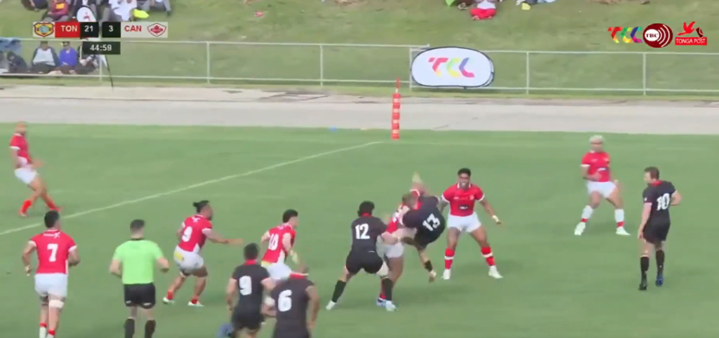 George Moala tip-tackles against Canada