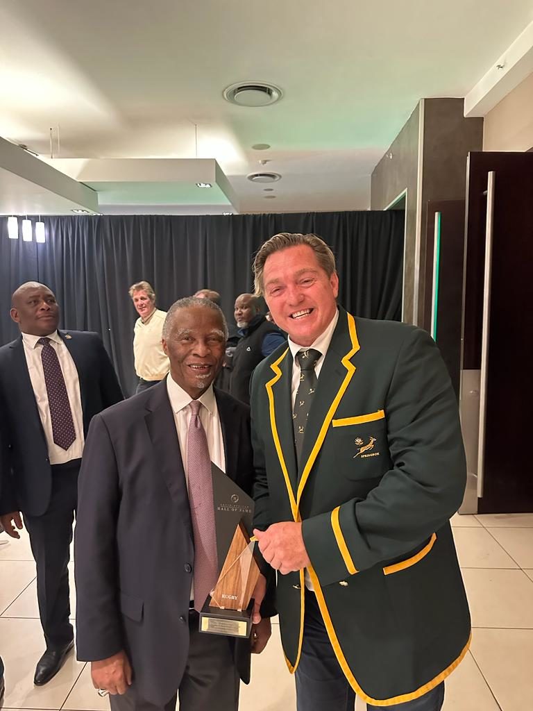 Percy Montgomery with former President Thabo Mbeki