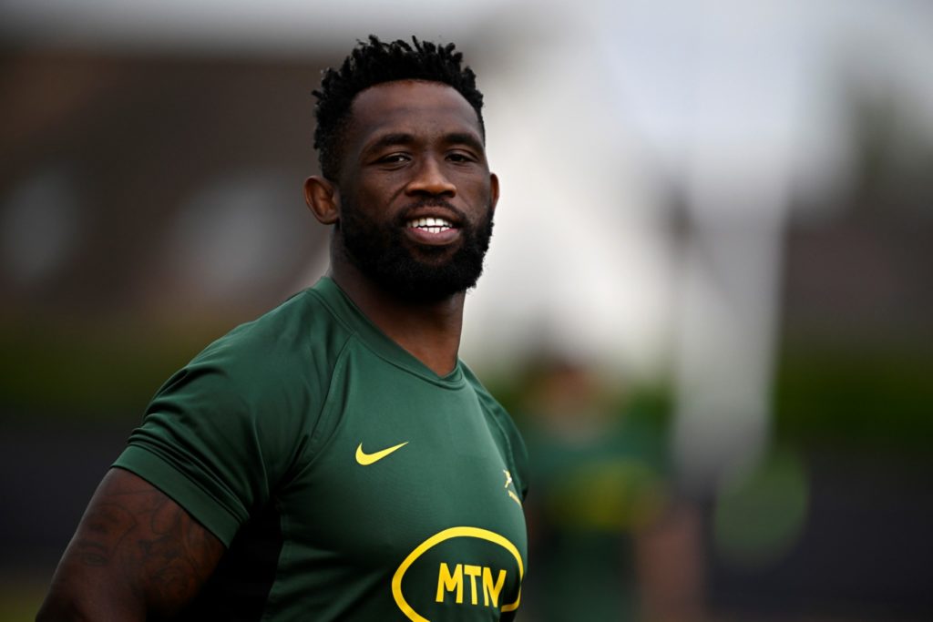 South Africa's flanker and captain Siya Kolisi takes part in a training session at Fauvettes Stadium, in Domont, north of Paris, on September 19, 2023, as part of the France 2023 Rugby World Cup. South Africa Springboks will meet Ireland for their next pool B match of the 2023 World Cup.