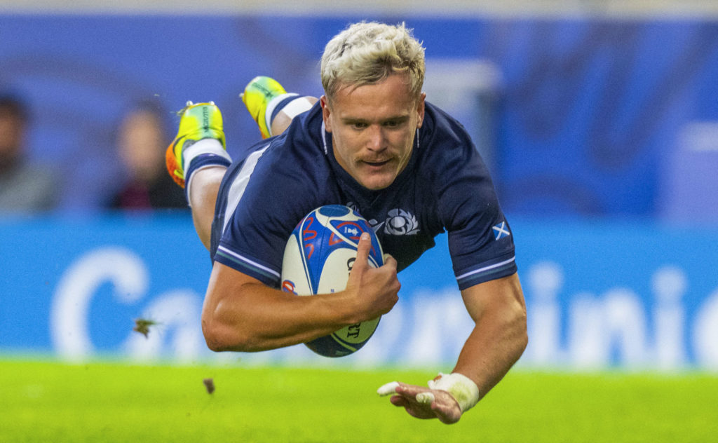 2023 Rugby World Cup Pool B, Stade Pierre Mauroy, Lille, France 30/9/2023 Scotland vs Romania Scotland’s Darcy Graham scores a try