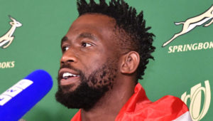 JOHANNESBURG, SOUTH AFRICA - OCTOBER 31: Siya Kolisi during the South Africa men's national rugby team arrival media conference at OR Tambo International Airport on October 31, 2023 in Johannesburg, South Africa.