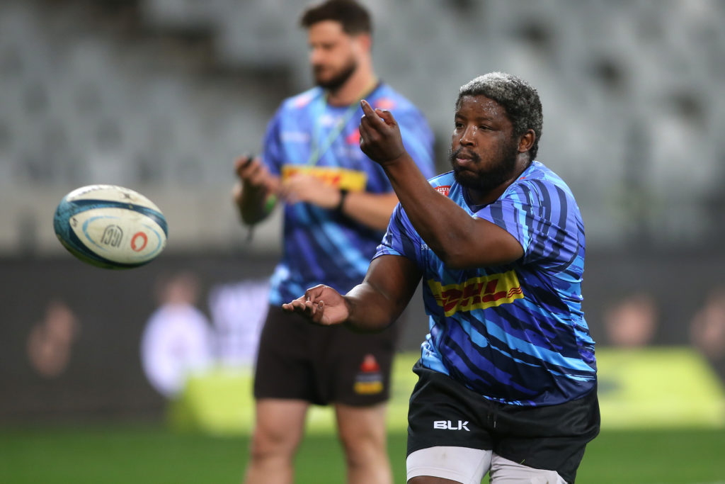 Scarra Ntubeni of Western Province warms up during the 2023 Currie Cup match between the Western Province and Griffons held at Cape Town Stadium in Cape Town on 08 April 2023