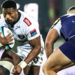 Sharks No 8 Sikhumbuzo Notshe in action against Zebre Parma