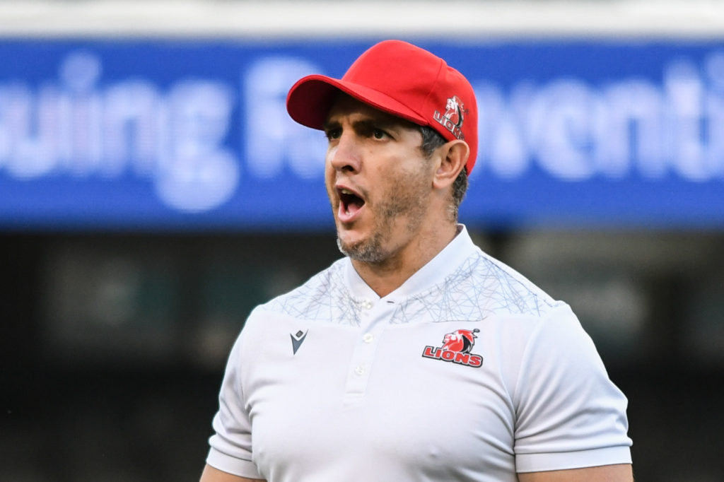 DURBAN, SOUTH AFRICA - JUNE 04: Lions defence coach Jaque Fourie during the Carling Currie Cup match between Cell C Sharks and Sigma Lions at Hollywoodbets Kings Park on June 04, 2022 in Durban, South Africa. (Photo by Darren Stewart/Gallo Images)