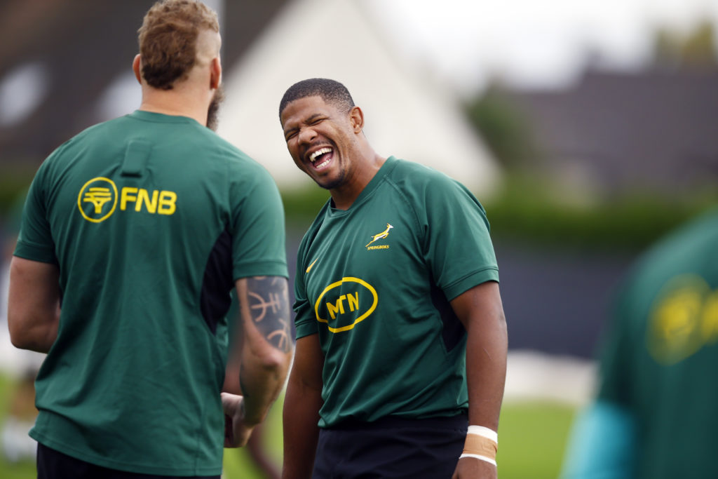 DOMONT, FRANCE - OCTOBER 25: Marvin Orie of South Africa during the South Africa men's national rugby team training session at Stade des Fauvettes on October 25, 2023 in Domont, France.