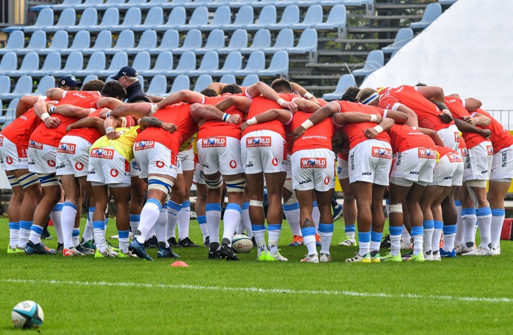 Mandatory Credit: Photo by Luca Sighinolfi/INPHO/Shutterstock (14183877n) Zebre Parma vs Vodacom Bulls. A view of the Vodacom Bulls team huddle ahead of the game BKT United Rugby Championship, Stadio Sergio Lanfranchi, Parma, Italy - 04 Nov 2023