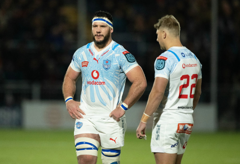 EDINBURGH, SCOTLAND - NOVEMBER 17: Bulls' Marcell Coetzee (left) is dejected before he is sent off during a BKT United Rugby Championship match between Edinburgh Rugby and Vodacom Bulls at the Hive Stadium, on November 17, in Edinburgh, Scotland.