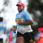 Sazi Sandi during the Stormers training session held at the Bellville High Performance Centre in Cape Town on 26 September 2022 ©Shaun Roy/BackpagePix