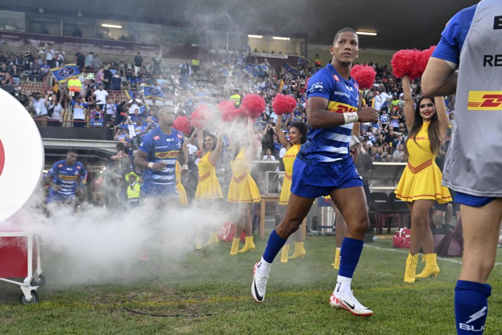 Manie Libbok of the Stormers runs onto the field before the 2023 United Rugby Championship game between the Stormers and Zebre at Danie Craven Stadium in Stellenbosch on 2 December 2023 ©Ryan Wilkisky/BackpagePix