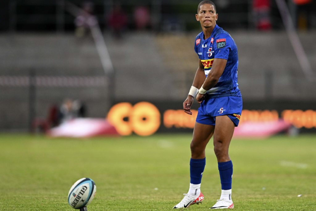 Manie Libbok of the Stormers during the 2023 United Rugby Championship game between the Stormers and Zebre at Danie Craven Stadium in Stellenbosch on 2 December 2023 ©Ryan Wilkisky/BackpagePix