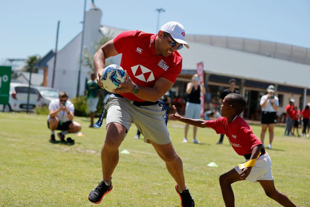 HSBC ambassador Bryan Habana during community event prior to the HSBC SVNS at Hamilton Rugby Club on 7 December, 2023 in Cape Town, South Africa. Photo credit: Mike Lee - KLC fotos for World Rugby
