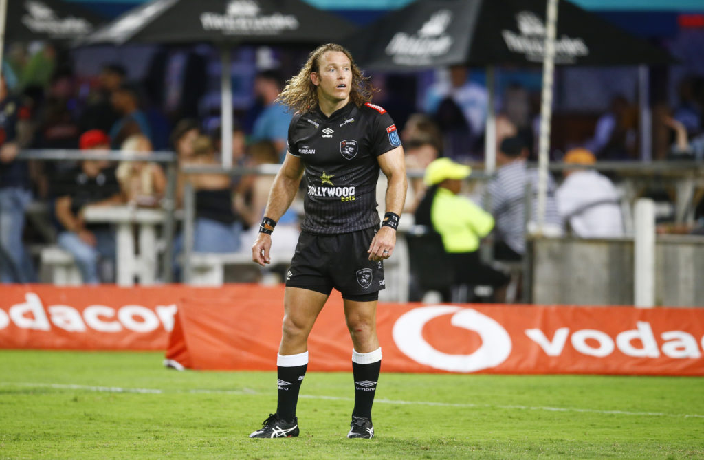 DURBAN, SOUTH AFRICA - NOVEMBER 25: Werner Kok of the Hollywoodbets Sharks during the United Rugby Championship match between Hollywoodbets Sharks and Dragons at Hollywoodbets Kings Park on November 25, 2023 in Durban, South Africa.
