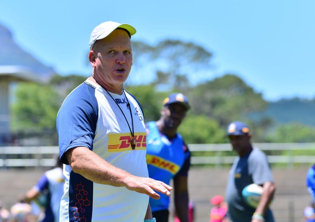 STELLENBOSCH, SOUTH AFRICA - NOVEMBER 29: John Dobson (Head Coach) during the DHL Stormers training session at Danie Craven Stadium on November 29, 2023 in Stellenbosch, South Africa. (Photo by Grant Pitcher/Gallo Images)