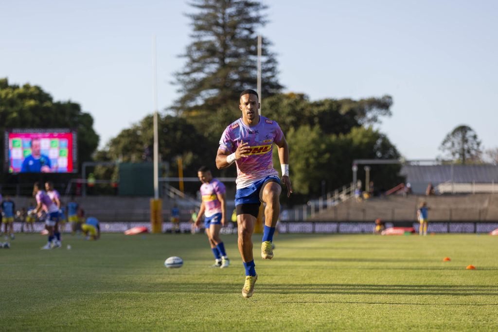 STELLENBOSCH, SOUTH AFRICA - DECEMBER 02: Courtnall Skosan during the United Rugby Championship match between DHL Stormers and Zebre at Danie Craven Stadium on December 02, 2023 in Stellenbosch, South Africa.