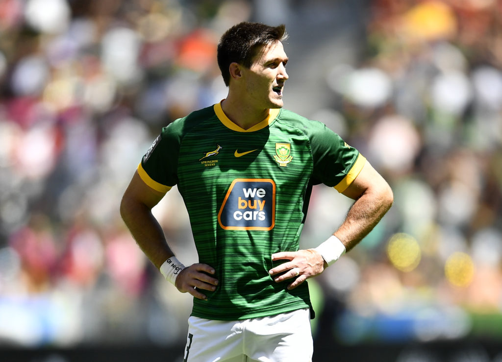 CAPE TOWN, SOUTH AFRICA - DECEMBER 09: Impi Visser of South Africa during the match between South Africa and USA on day 1 of the HSBC SVNS Cape Town at DHL Stadium on December 09, 2023 in Cape Town, South Africa.
