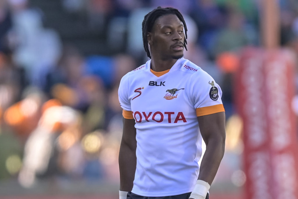 Daniel Kasende of the Toyota Cheetahs during the Currie Cup Rugby match Toyota Cheetahs v Vodacom Bulls at Toyota Stadium, Bloemfontein on 17 June 2023 ©Christiaan Kotze/BackpagePix
