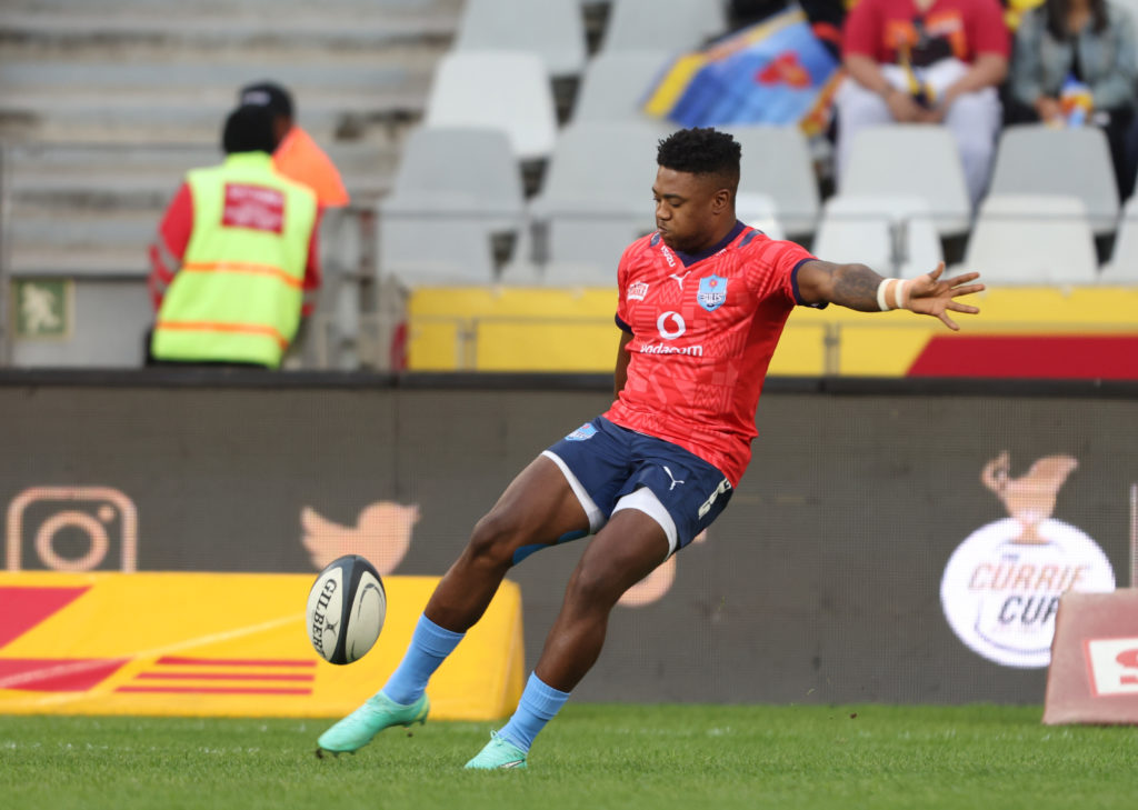 CAPE TOWN, SOUTH AFRICA - APRIL 29: Wandisile Simelane of Bulls during the Currie Cup, Premier Division match between DHL Western Province and Vodacom Bulls at DHL Stadium on April 29, 2023 in Cape Town, South Africa.