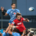CHRISTCHURCH, NEW ZEALAND - MARCH 16: Pierre Spies of the Bulls competes with Sam Whitelock of the Crusaders in a lineout during the round five Super Rugby match between the Crusaders and the Bulls at AMI Stadium on March 16, 2013 in Christchurch, New Zealand. (Photo by Joseph Johnson/Getty Images)