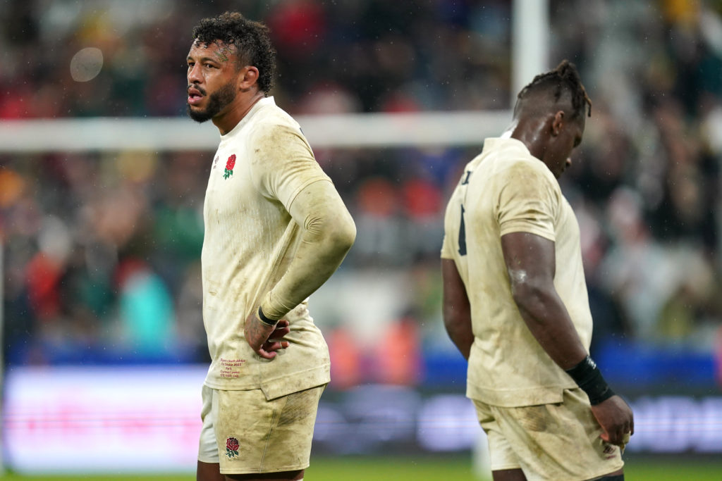 Photo: David Davies/PA/Backpagepix England's Courtney Lawes and Maro Itoje dejected following the Rugby World Cup 2023 semi final match at the Stade de France, Saint-Denis. Picture date: Saturday October 21, 2023.