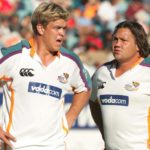 KIMBERLEY, SOUTH AFRICA- 13 May 2006, Juan Smith and Ollie le Roux during the Super 14 match between the Vodacom Cheetahs and Cats at ABSA Park in Kimberley, South Africa. Photo by Duif du Toit / Gallo Images