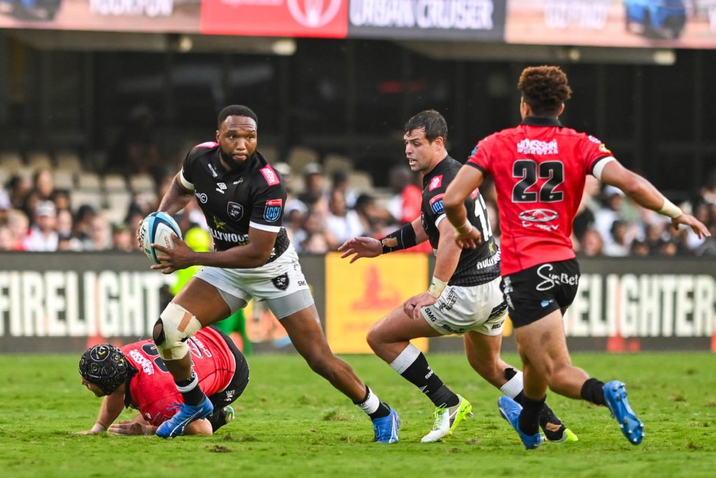 Mandatory Credit: Photo by Steve Haag Sports/INPHO/Shutterstock (14287794bq) Hollywoodbets Sharks vs Emirates Lions. Lukhanyo Am of Hollywoodbets Sharks BKT United Rugby Championship, Hollywoodbets Kings Park, Durban, South Africa - 06 Jan 2024