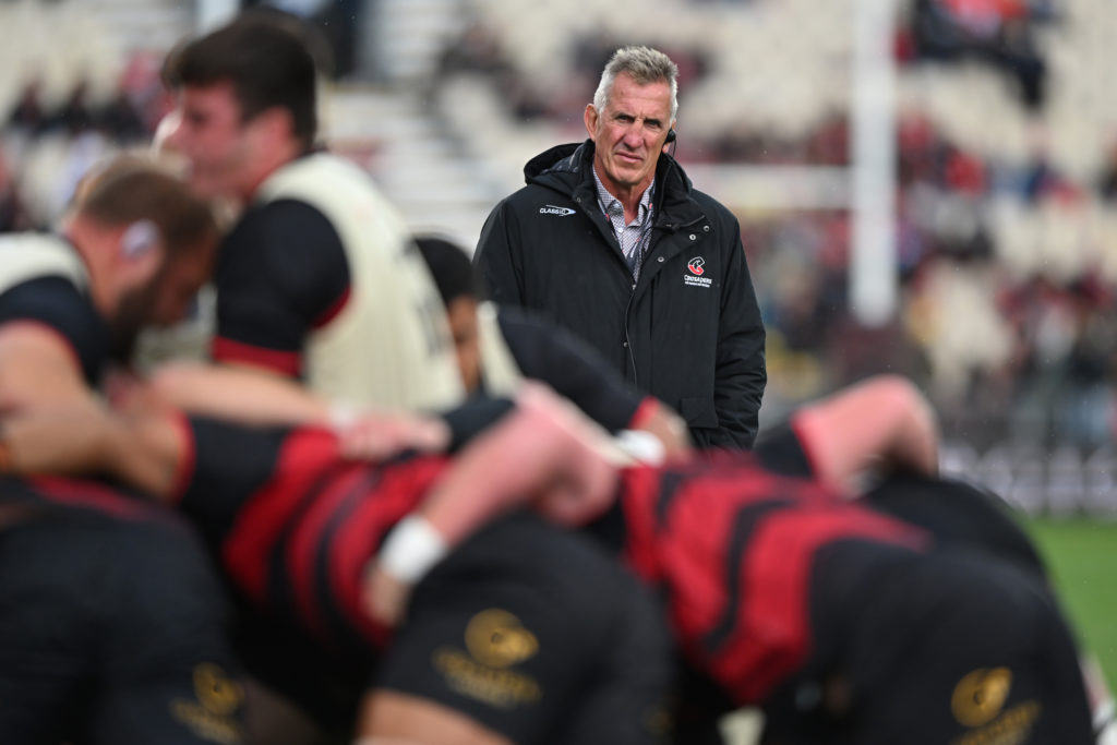 CHRISTCHURCH, NEW ZEALAND - MARCH 15: Crusaders coach Rob Penney during the round four Super Rugby Pacific match between Crusaders and Hurricanes at Apollo Projects Stadium, on March 15, 2024, in Christchurch, New Zealand. (Photo by Kai Schwoerer/Getty Images)