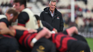 CHRISTCHURCH, NEW ZEALAND - MARCH 15: Crusaders coach Rob Penney during the round four Super Rugby Pacific match between Crusaders and Hurricanes at Apollo Projects Stadium, on March 15, 2024, in Christchurch, New Zealand. (Photo by Kai Schwoerer/Getty Images)