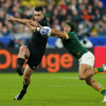 Photo: David Davies/PA via BackpagePix New Zealand's Will Jordan (left) and South Africa's Cheslin Kolbe in action during the Rugby World Cup 2023 final match at the Stade de France in Paris, France. Picture date: Saturday October 28, 2023.