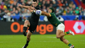 Photo: David Davies/PA via BackpagePix New Zealand's Will Jordan (left) and South Africa's Cheslin Kolbe in action during the Rugby World Cup 2023 final match at the Stade de France in Paris, France. Picture date: Saturday October 28, 2023.