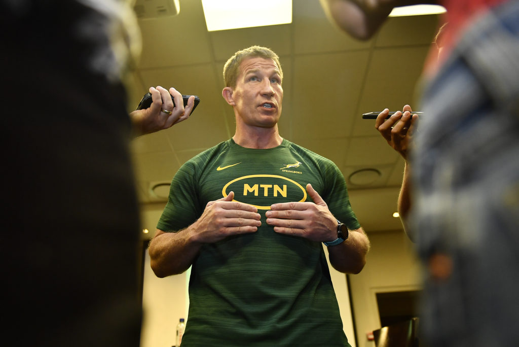 CAPE TOWN, SOUTH AFRICA - MARCH 12: Assistant Coach, Jerry Flannery during the South Africa national men's rugby team media conference at Newlands Southern Sun Hotel on March 12, 2024 in Cape Town, South Africa. (Photo by Ashley Vlotman/Gallo Images)
