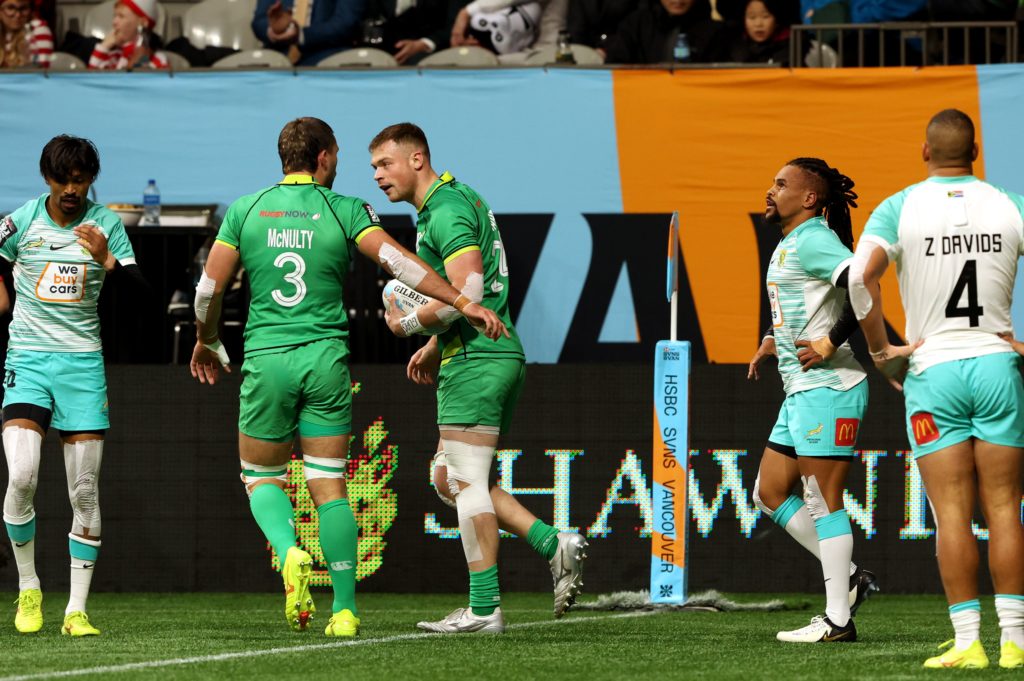 Mandatory Credit: Photo by Travis Prior/INPHO/Shutterstock (14364528ac) Ireland's Zac Ward and Harry McNulty HSBC World Rugby Sevens, Vancouver, Canada Ireland vs South Africa - 25 Feb 2024
