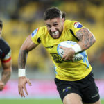 WELLINGTON, NEW ZEALAND - APRIL 13: TJ Perenara of the Hurricanes breaks away for a try during the round eight Super Rugby Pacific match between Hurricanes and Chiefs at Sky Stadium, on April 13, 2024, in Wellington, New Zealand. (Photo by Hagen Hopkins/Getty Images)
